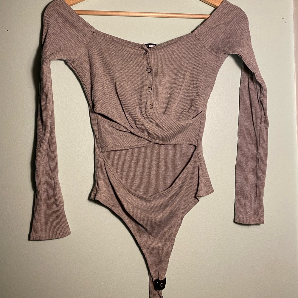 Grey bodysuit with cutouts